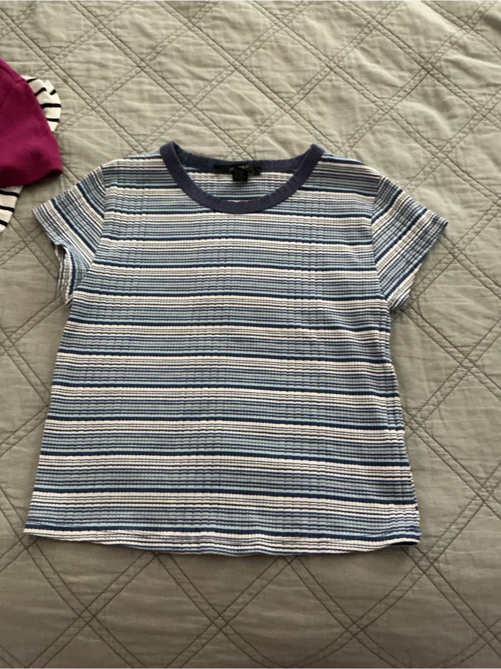 Forever 21 Navy and White Striped Short Sleeve Tee